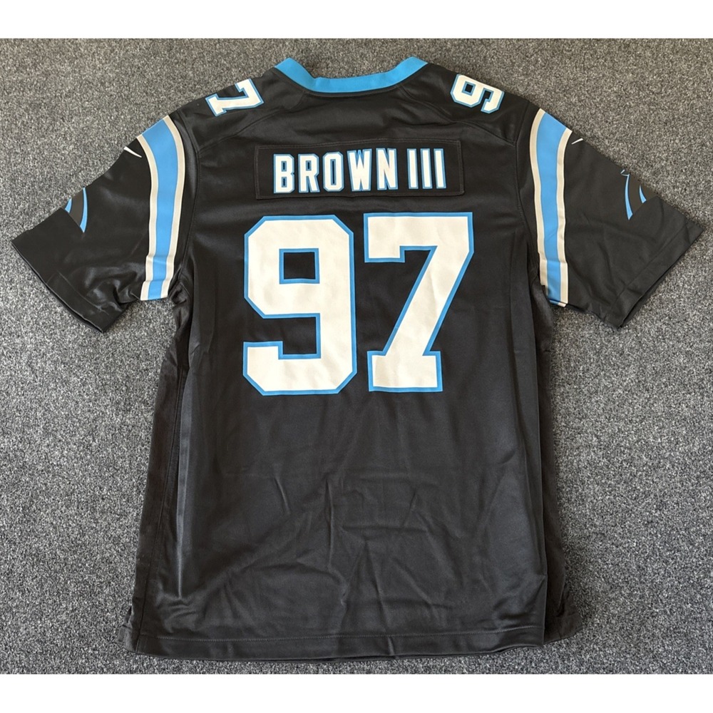Nike Carolina Panthers Brown III 97 NFL Jersey Mens XL Black On Field Apparel